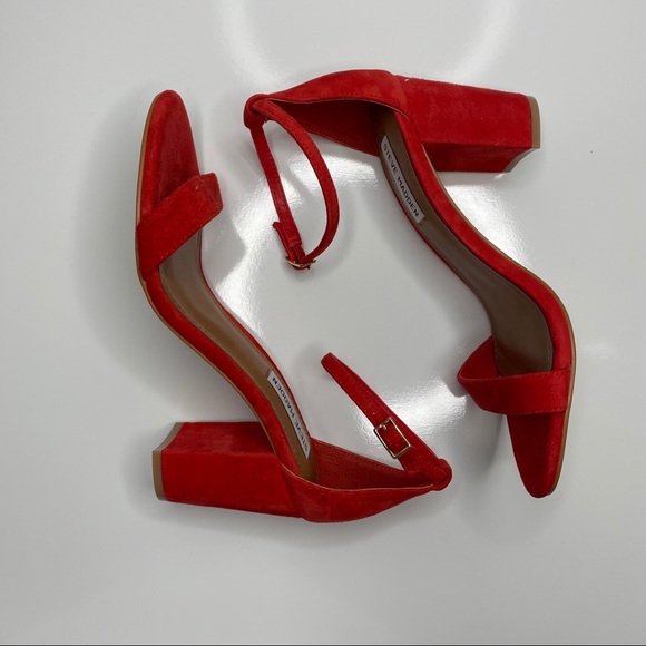 Steve Madden Shoes - Steve Madden Declair Suede Block Strappy Heels Red